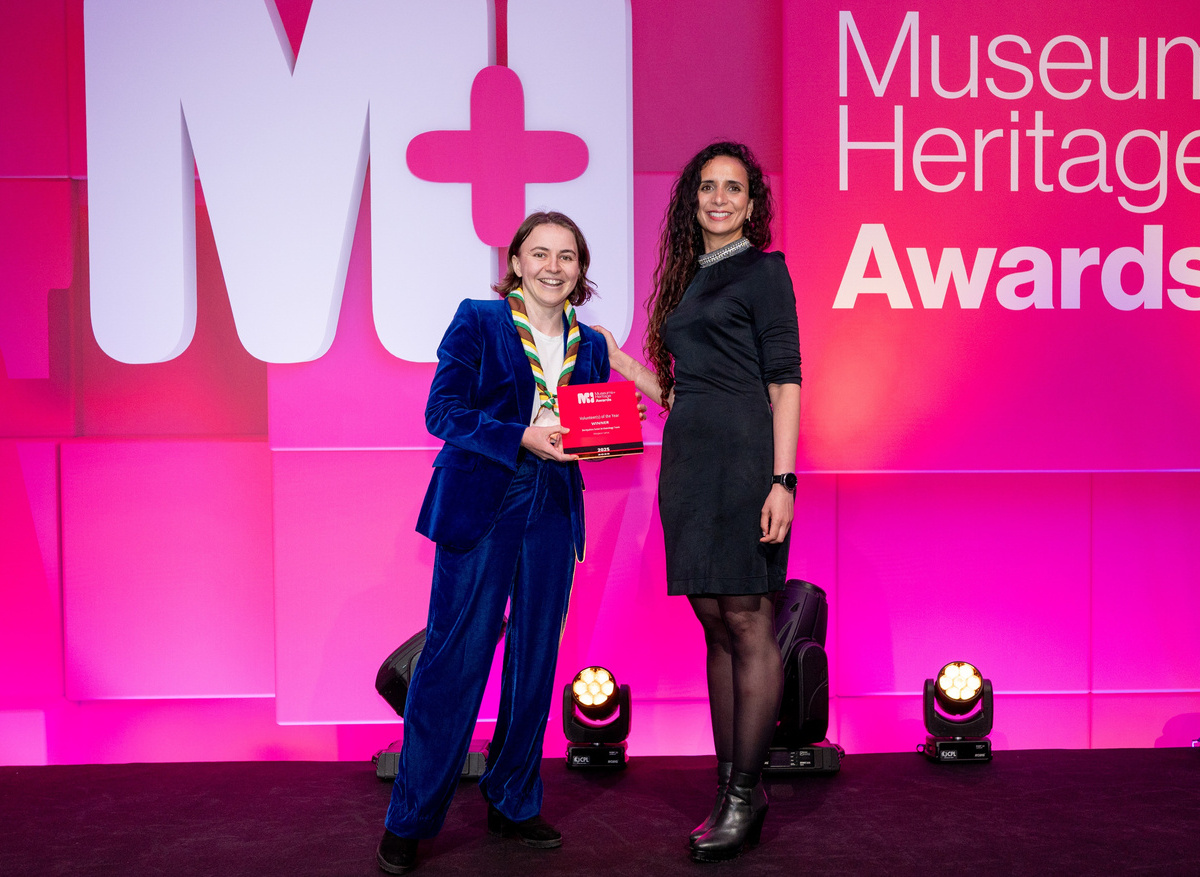 Morgause receiving the Museum + Heritage Volunteer of the Year Award