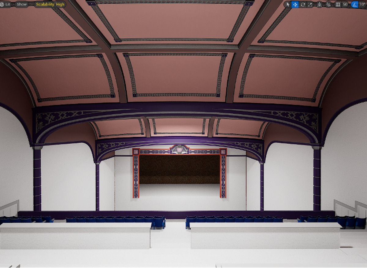 Shot looking towards the stage inside Unreal Engine