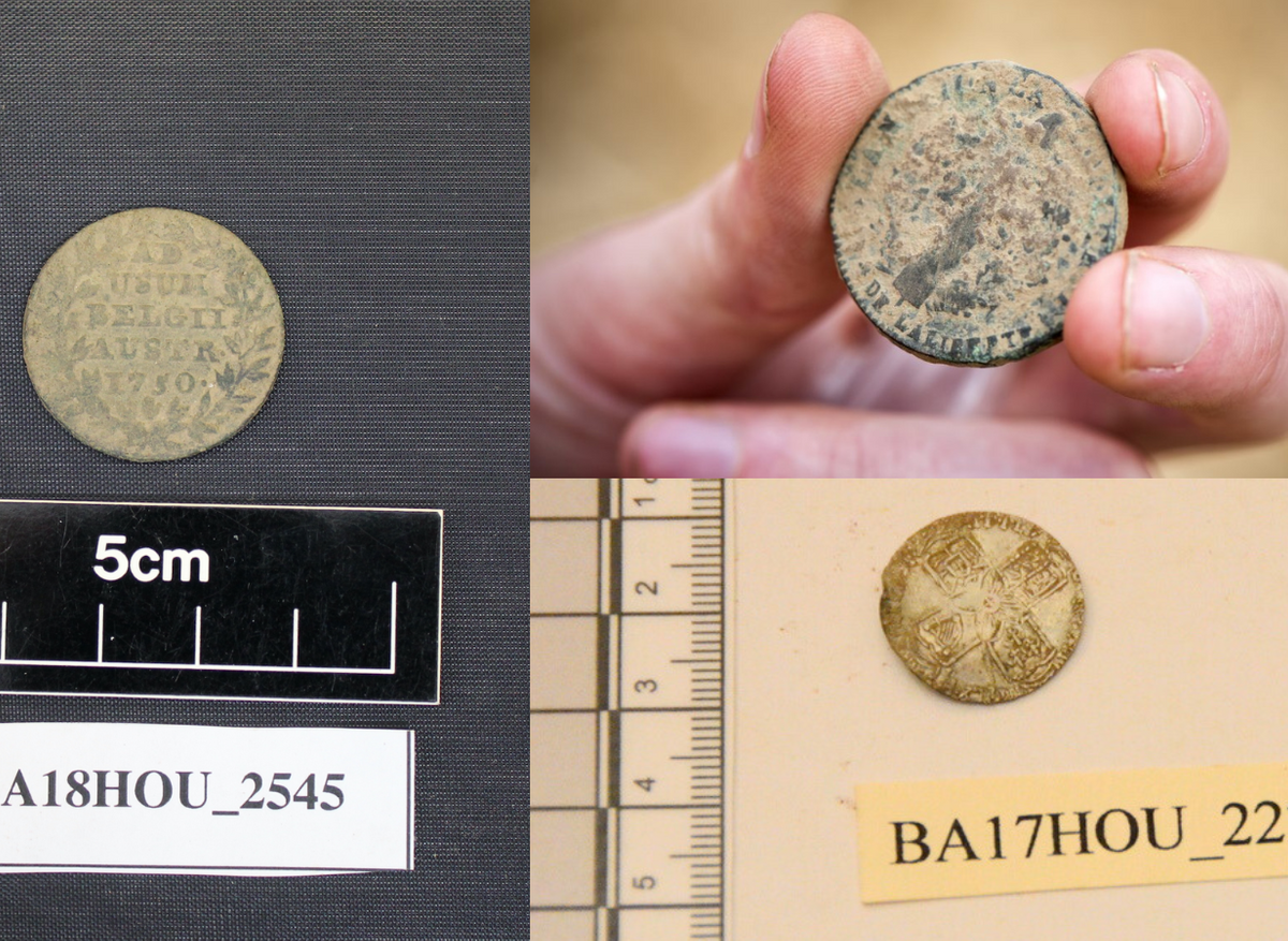 8. Austrian Oord coin, French Two Sous coin and George III Sixpence