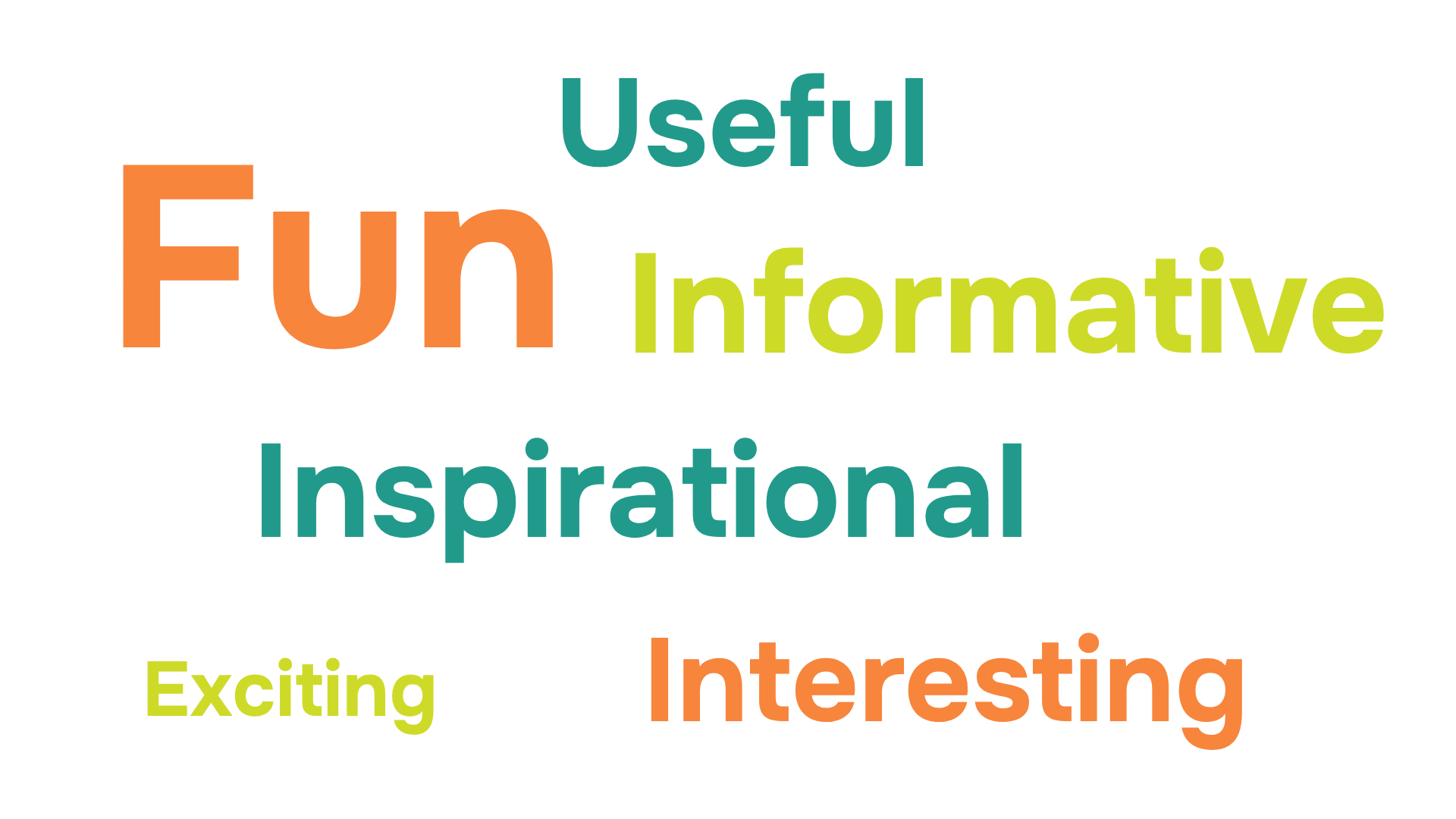Fun, Useful, Informative, Inspirational, Exciting, Interesting