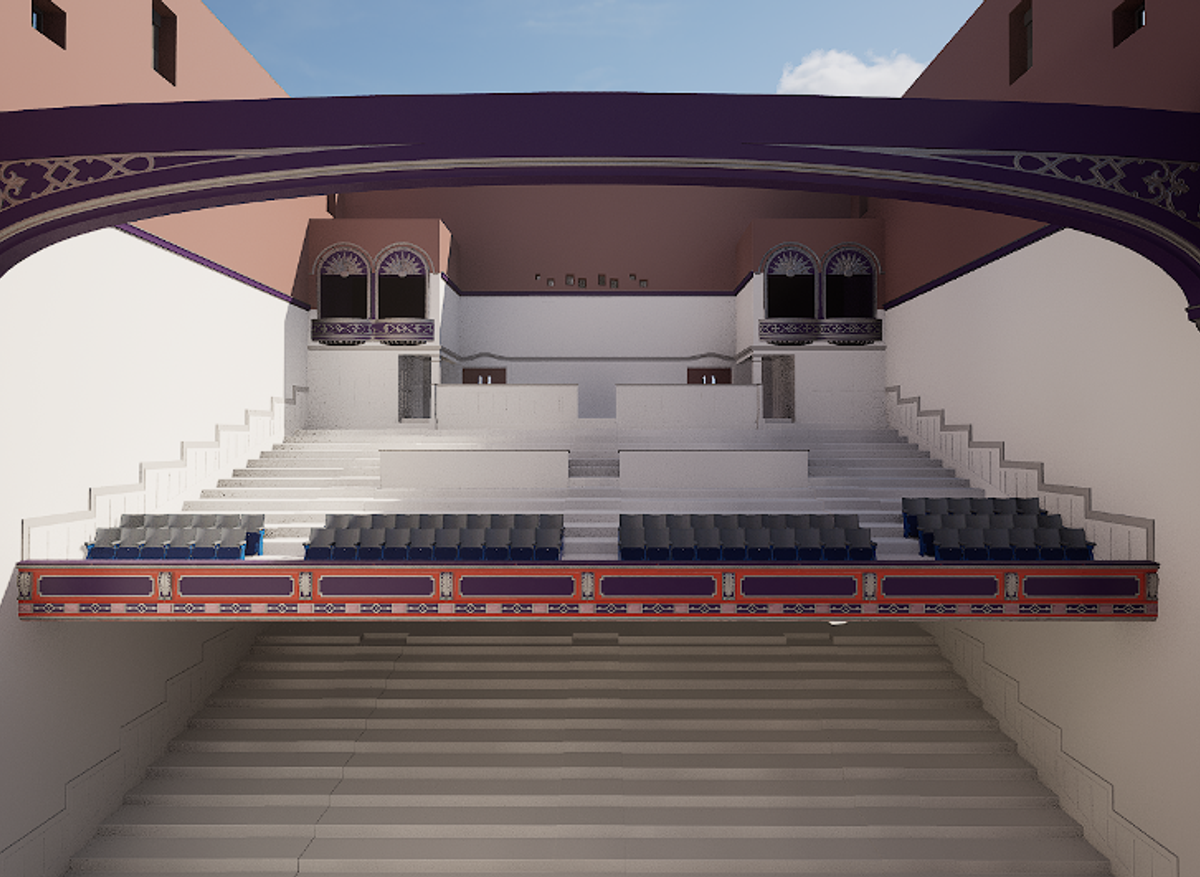 Shot looking towards the balcony without roof in Unreal Engine 
