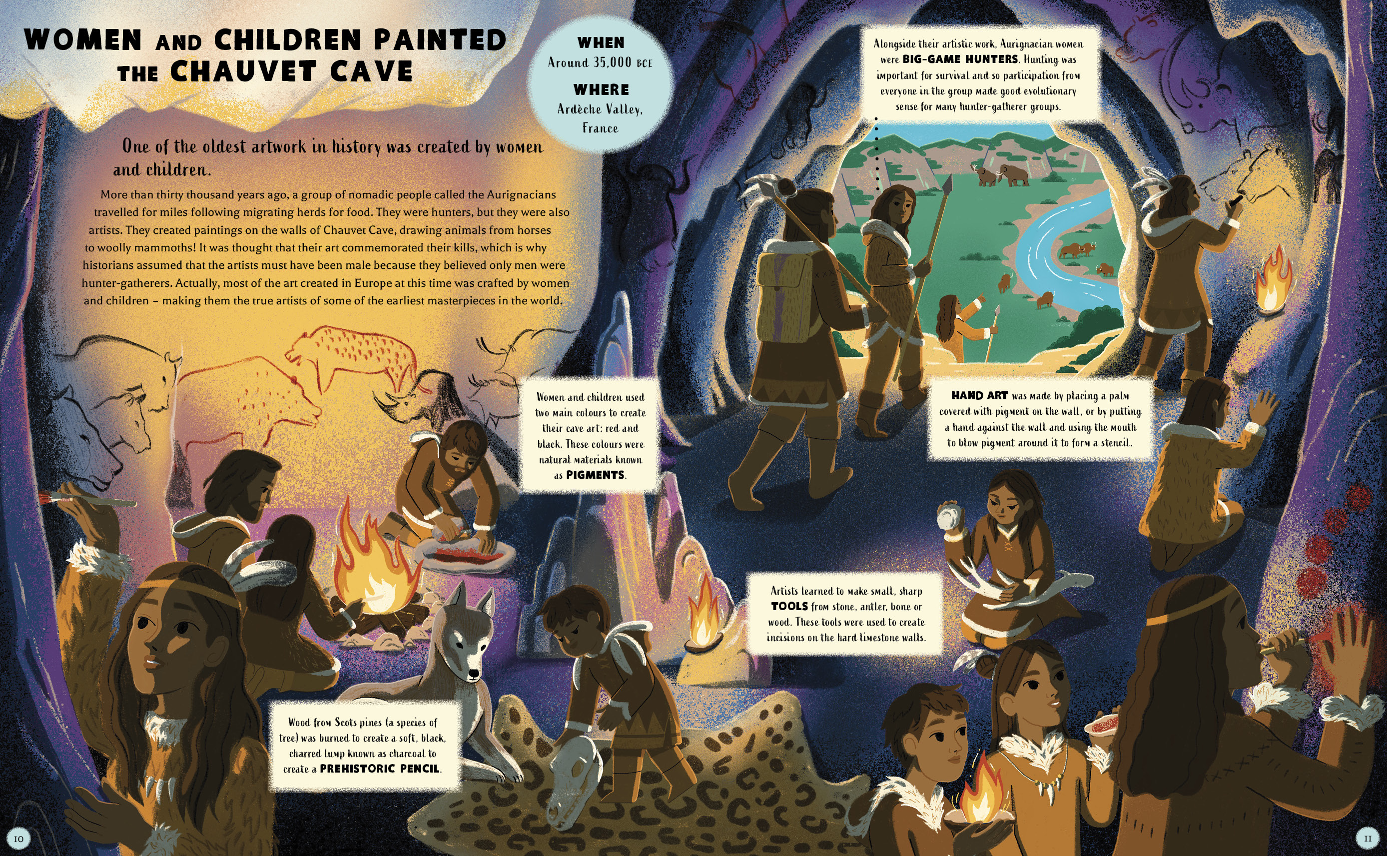 A cartoon of people in cave