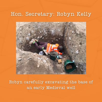 Am image of Robyn Kelly carefully excavating the base of a n early medieval well.